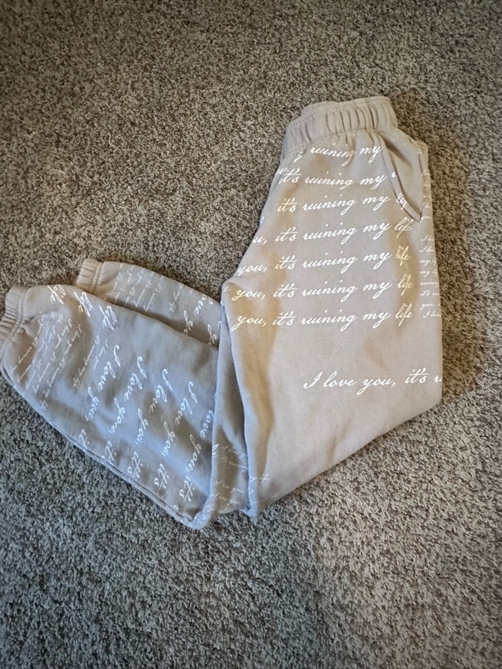 Woman’s Beige TTPD Script Sweatpants